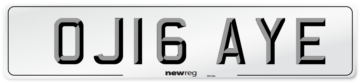 OJ16 AYE Number Plate from New Reg